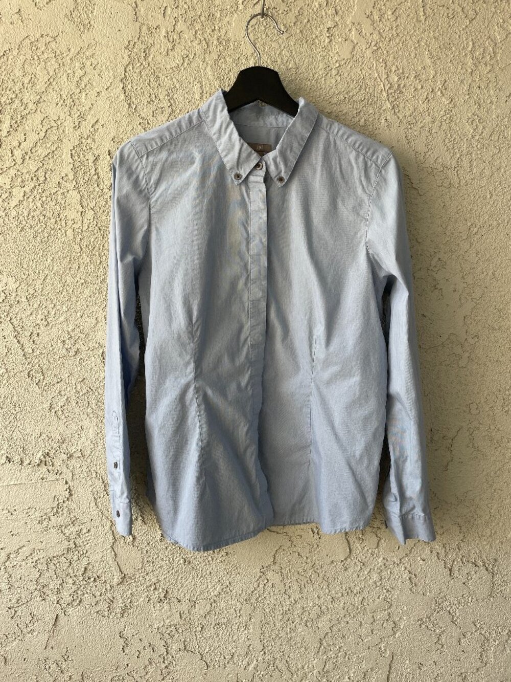 J.Jill 100% Cotton Button Down Shirt Blue White Striped Classic Long Sleeve